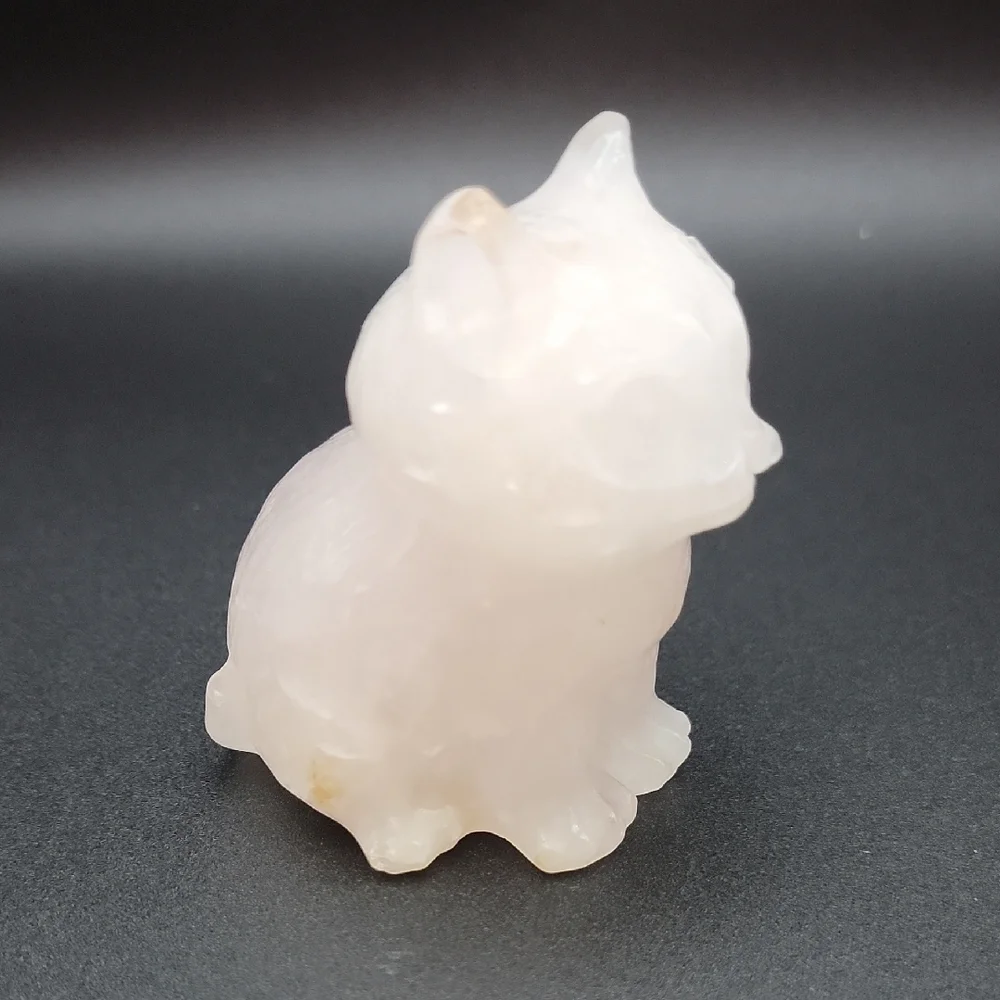 256g White Quartz Natural Gemstone Cat Kitten Feline Figurine 3